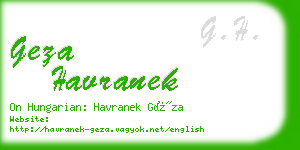 geza havranek business card